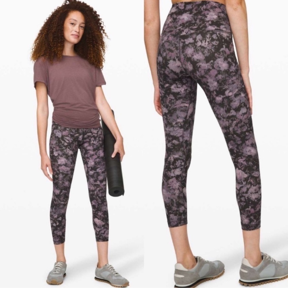 Lululemon Align Pant II 25" Floral Illusion Ice Grey Multi Sz 2